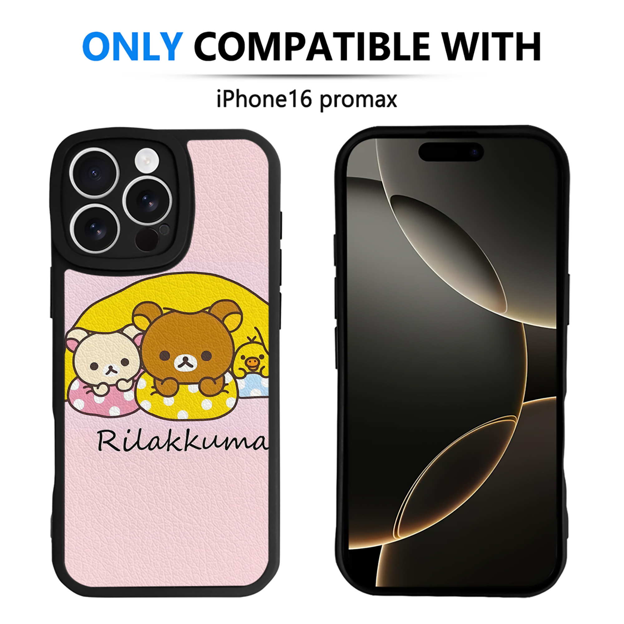 （画像用） リラックマ リラックマ キイロイトリ Rilakkuma Korilakkuma Kiiroitori 【iPhone 16シリーズ対応】シリコンスマホケース（レザー調） 材質：シリコン